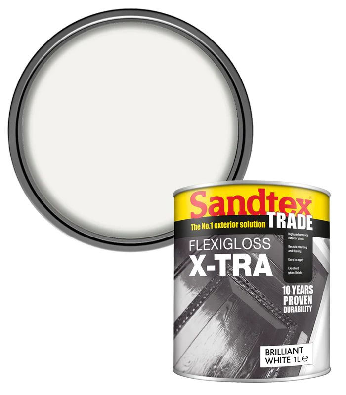 Sandtex Flexigloss X-Tra Brilliant White 1L - Image 1