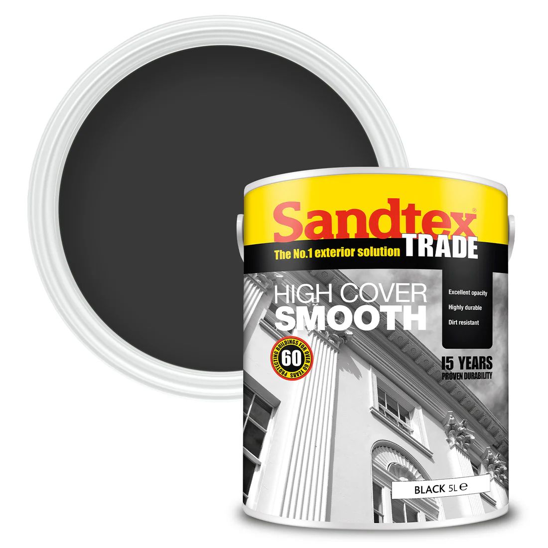 Sandtex Highcover Smooth Black 5L - Image 1