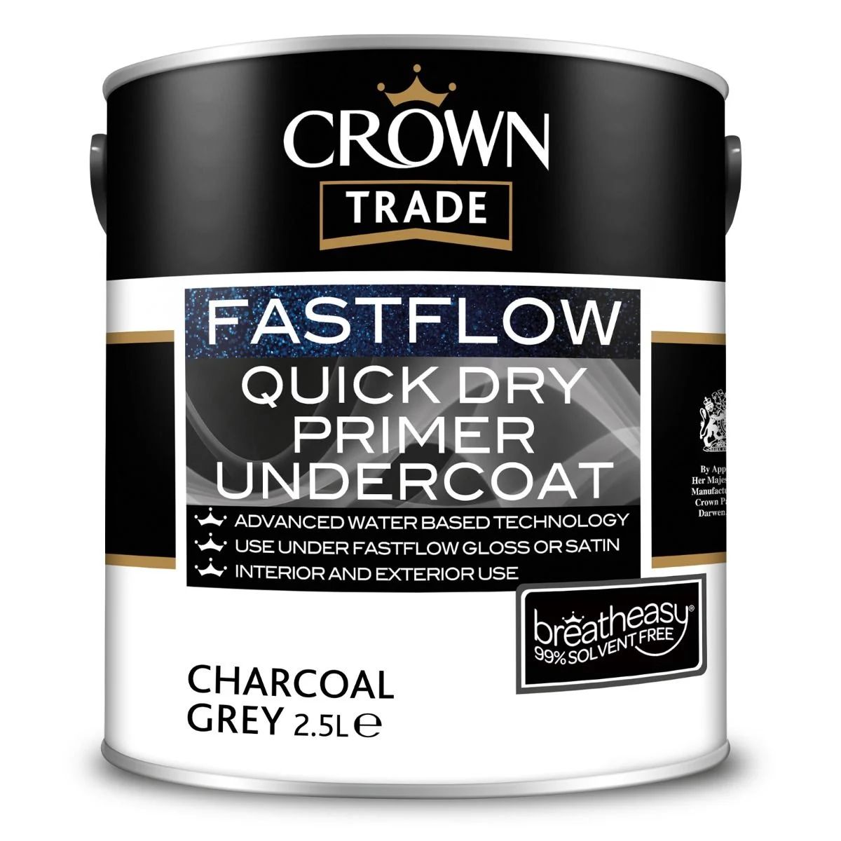Crown Trade Fastflow Quick Drying Undrcoat Charcoal Grey 1L - Image 1
