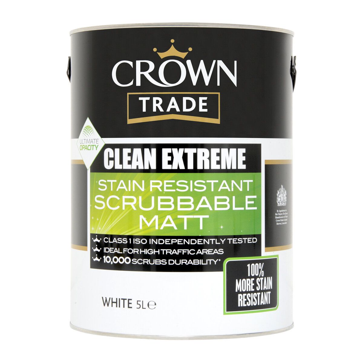 Crown Trade Clean Extreme Scrubbable Matt White 5L - Image 1