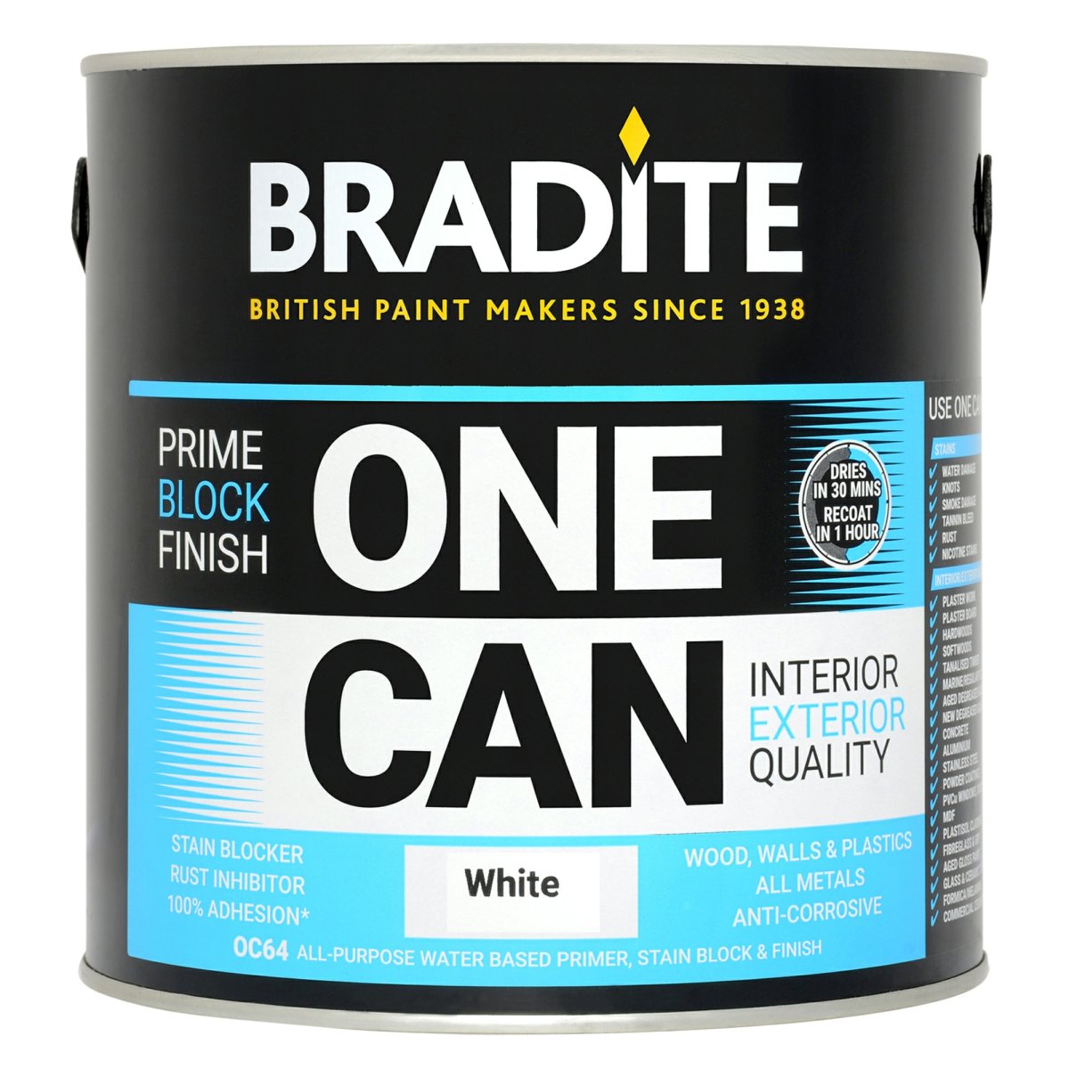 Bradite One Can Primer / Finish White 2.5L - Image 1