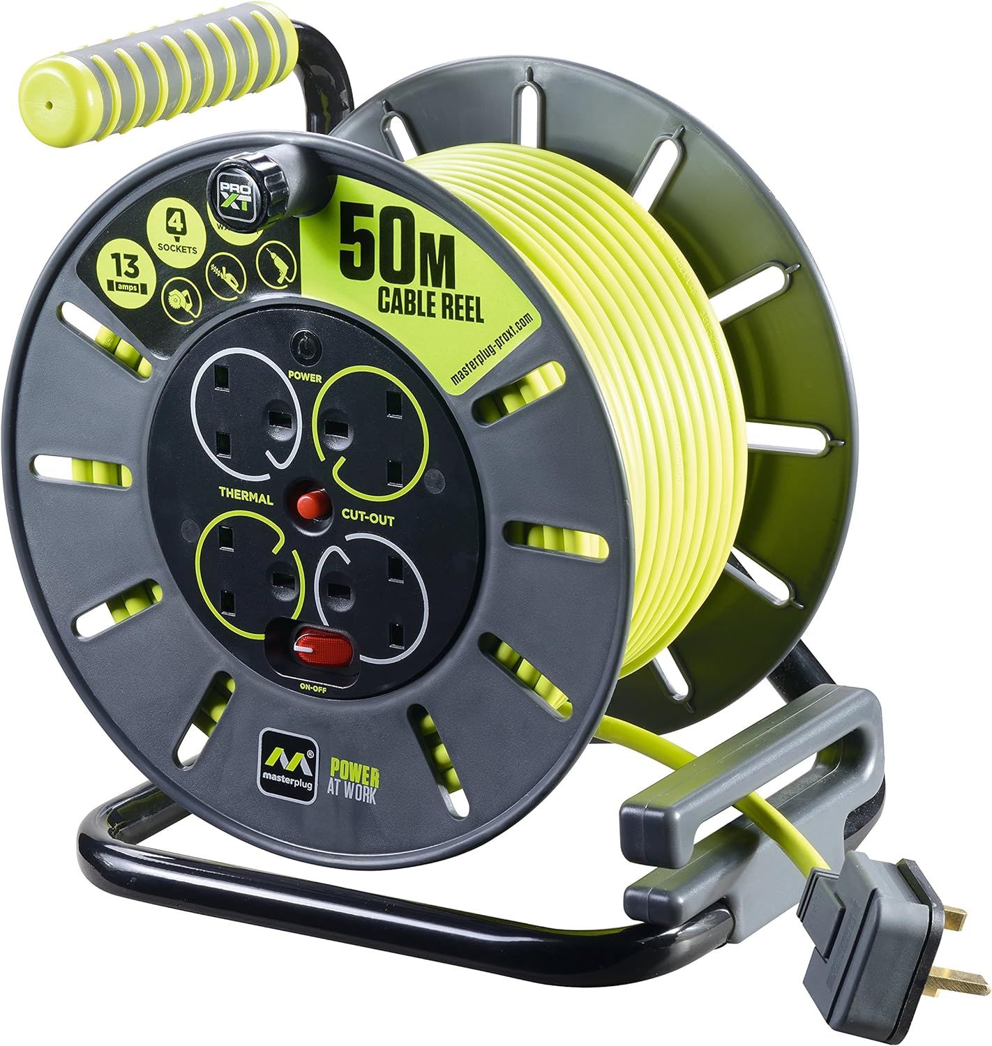 Masterplug 13A 50m 4 Gang Large Open Reel - Image 1