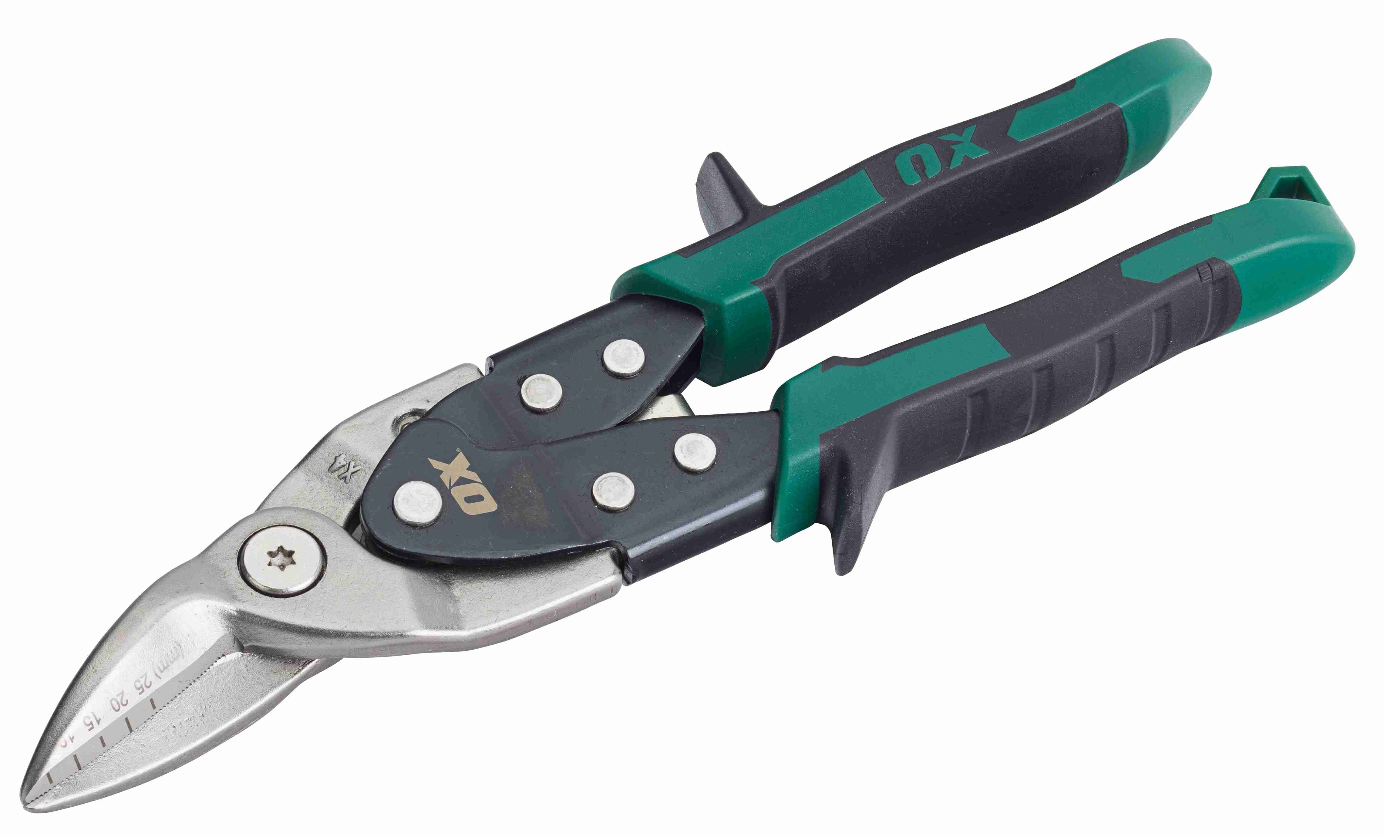 Ox Pro Heavy Duty Aviation Snips Right Cut (Green) - Image 1