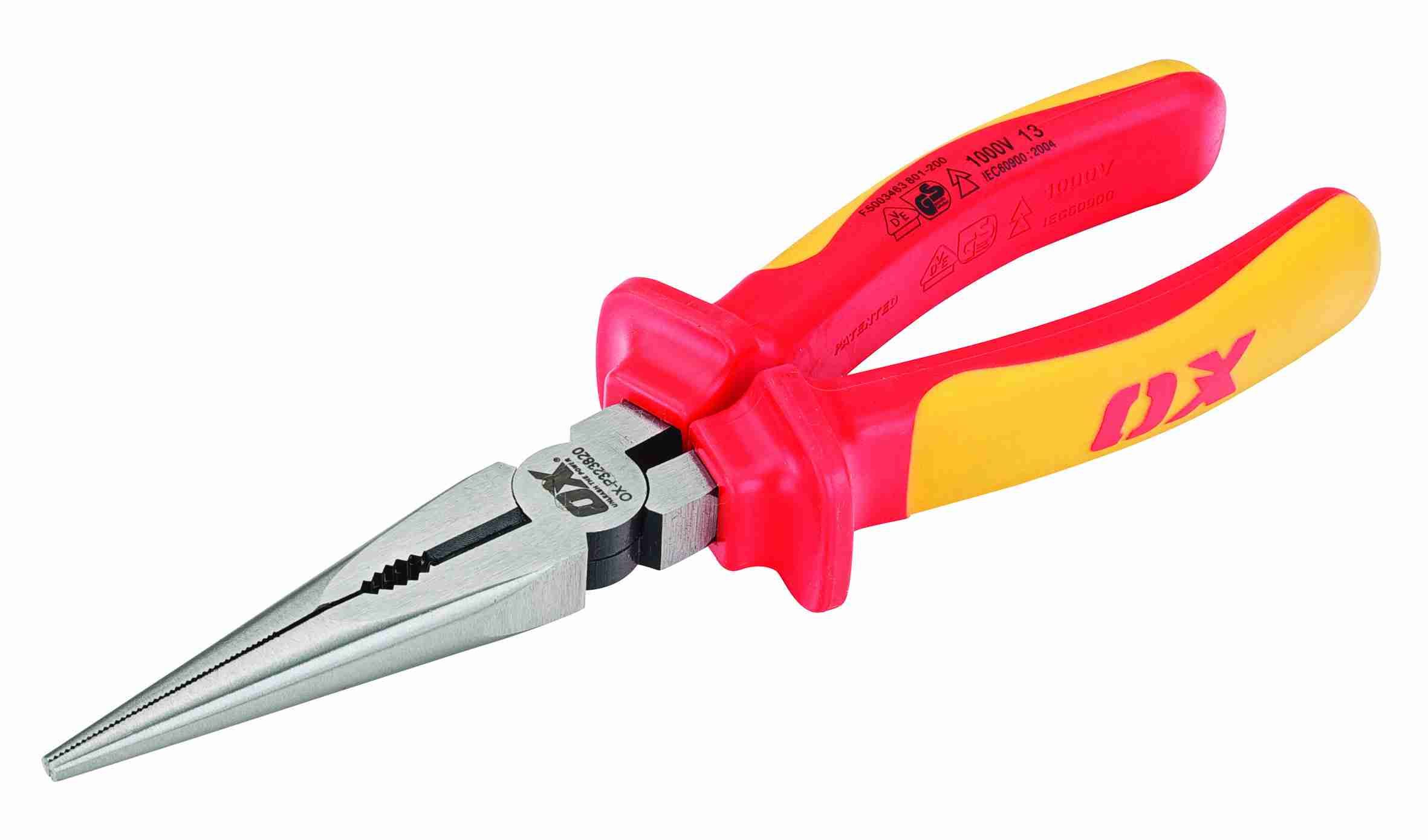 Ox Pro Vde Long Nose Pliers - 200mm (8") - Image 1