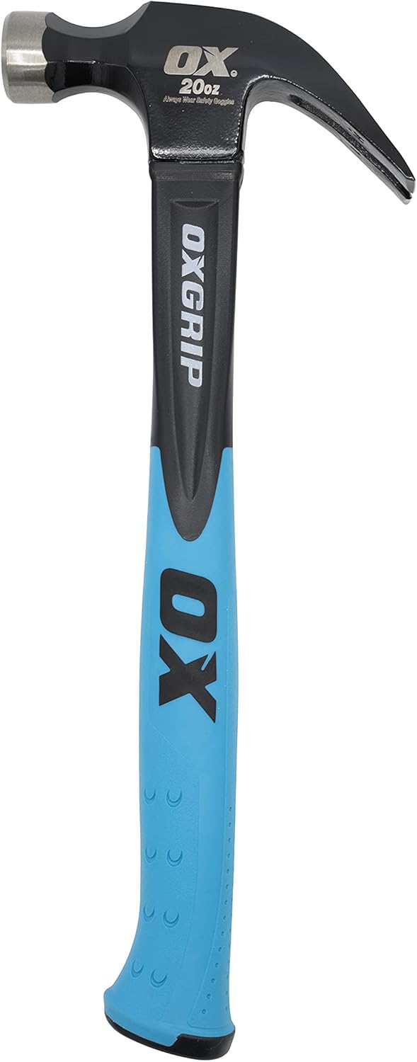 OX Trade Fibreglass Handle Claw Hammer - 20oz / 567g - Image 1
