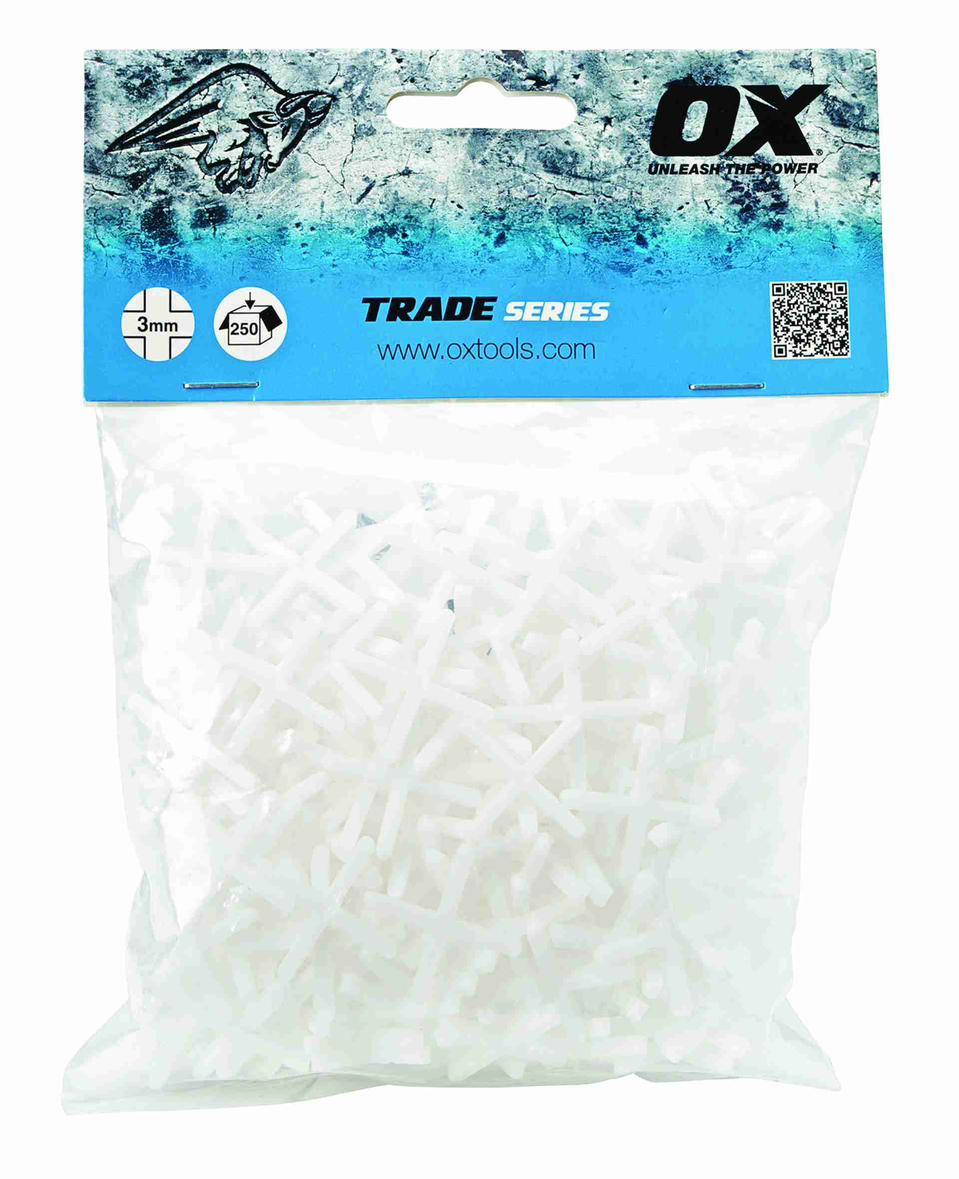 OX Trade Cross Shaped Tile Spacers (250 pcs) - 3mm - Image 1