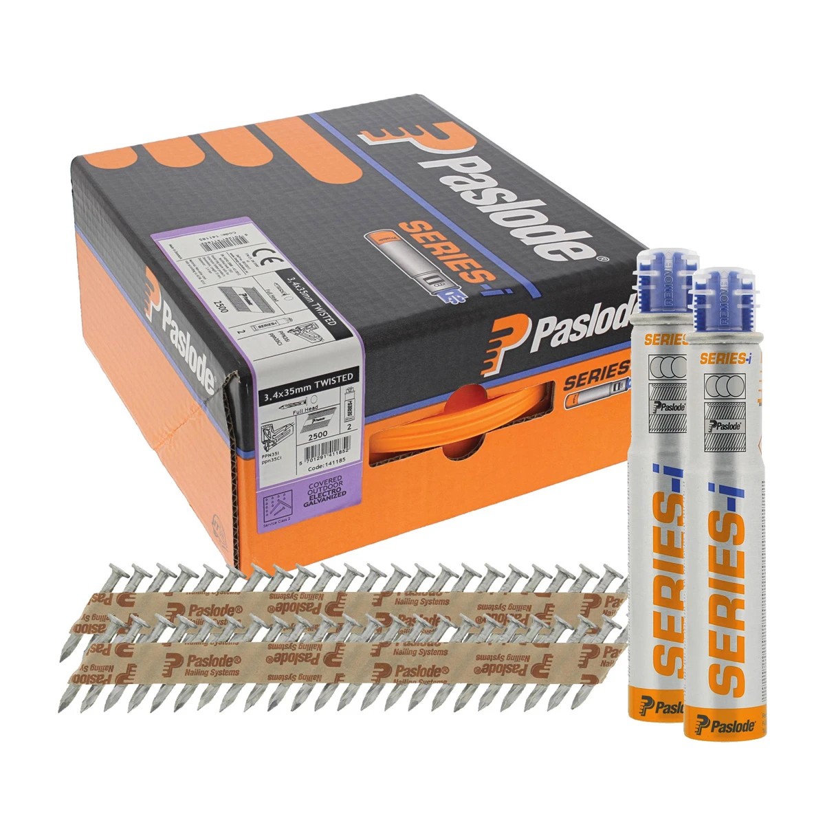 Paslode Twisted Nails 3.4 x 35mm (Box 2500 + 2 Fuel Cells) - Image 1