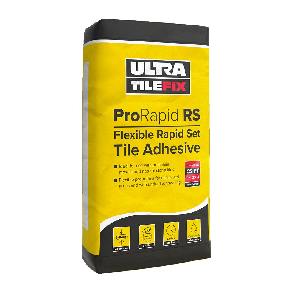 Pro Rapid Set Flexible Tile Adhesive 20kg Grey - (Yellow Bag) - Image 1