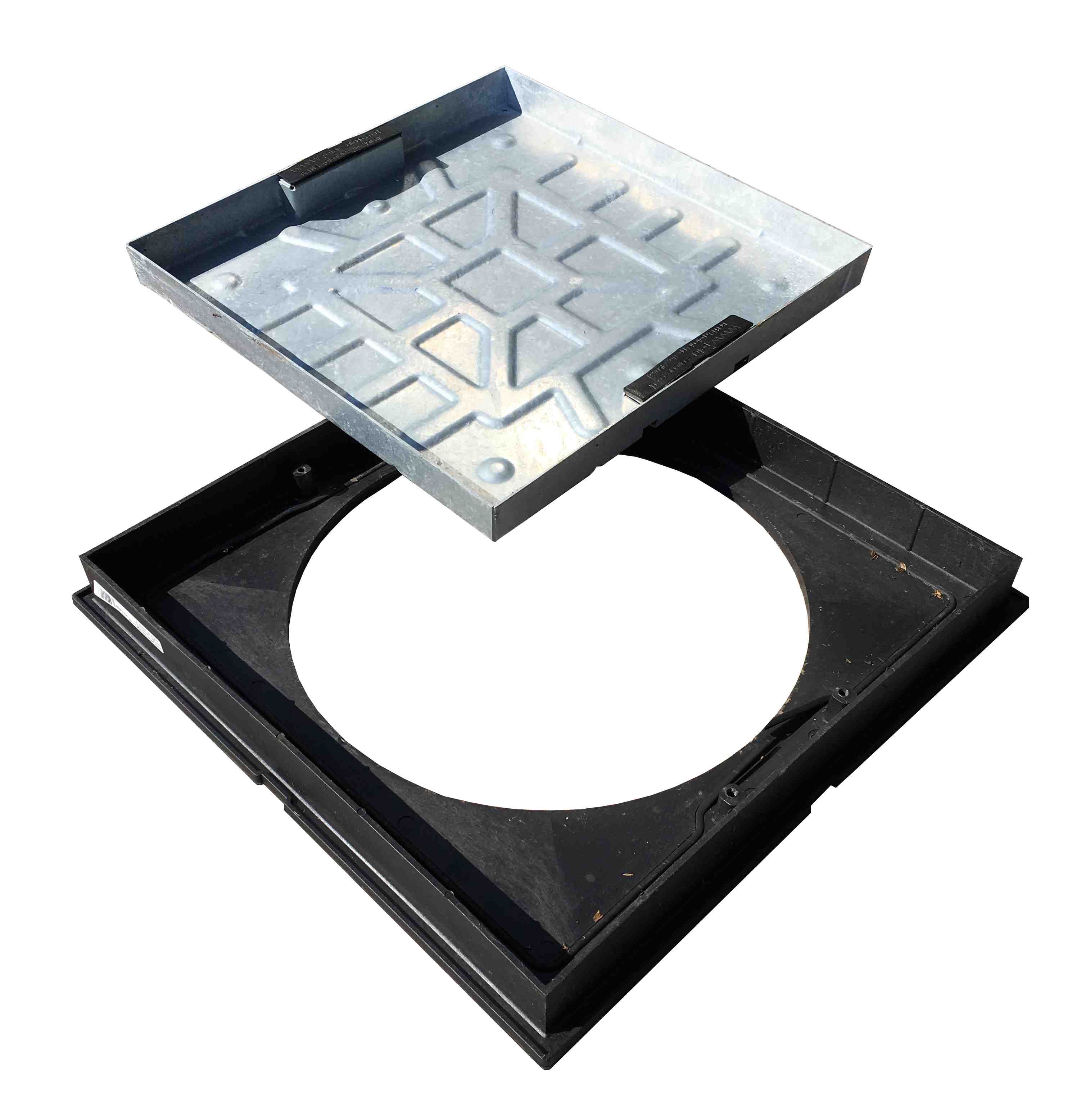 EJ 450mm Dia Square to Round 85mm Recessed Galv PolyFrame 10T - Image 1