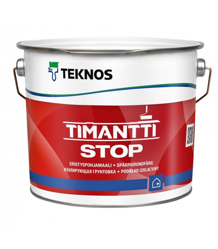 Teknos Timantti Stop Anti Stain White Primer 0.9L - Image 1