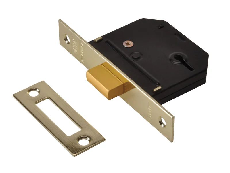 3 Lever Essentials Deadlock Polished Brass - Image 1