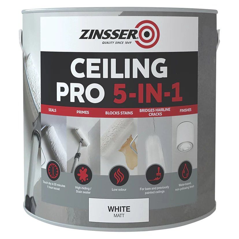 Zinsser Ceiling Pro 5 in 1 2.5lt White - Image 1