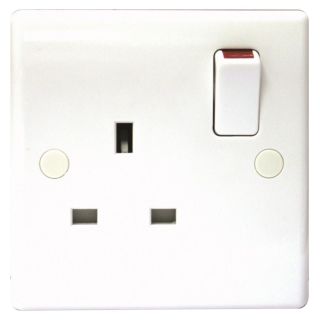 Nexus White 13A Single Switch Socket