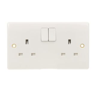 Nexus White 13A Double Switched Socket