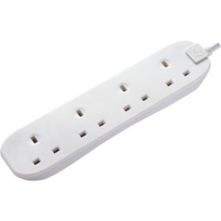 Indoor Power White 4 Gang 13A Extension Lead 2M