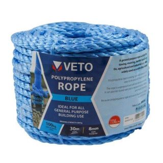 Timco Blue Poly Rope - Coil 8mm x 30M