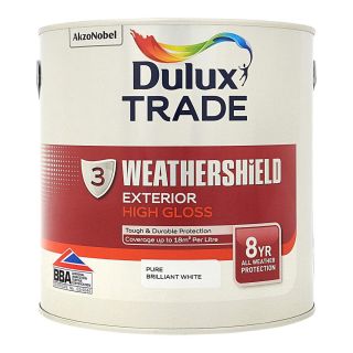 Dulux Trade Weathershield Exterior High Gloss PB White 2.5L