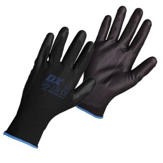 Black PU Coated Gloves - L (Size 9) 