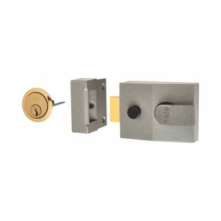 P89 Deadlocking Nightlatch Grey Case/Polished Brass Cylinder