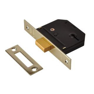 3 Lever Essentials Deadlock Polished Brass 